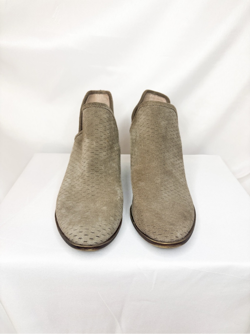 Lucky Brand Taupe Suede Slip-On Ankle Booties